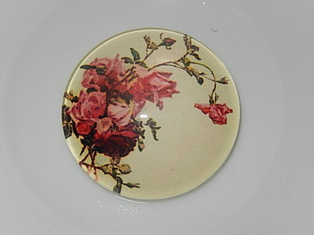 CBG116R25 Glascabochon met bloemen 1 st rond 25 mm