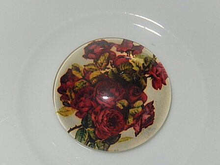 CBG112R14 Glascabochon met bloemen 1 st rond 14 mm