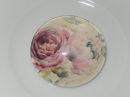 CBG106R10 Glascabochon met bloemen 1 st rond 10 mm